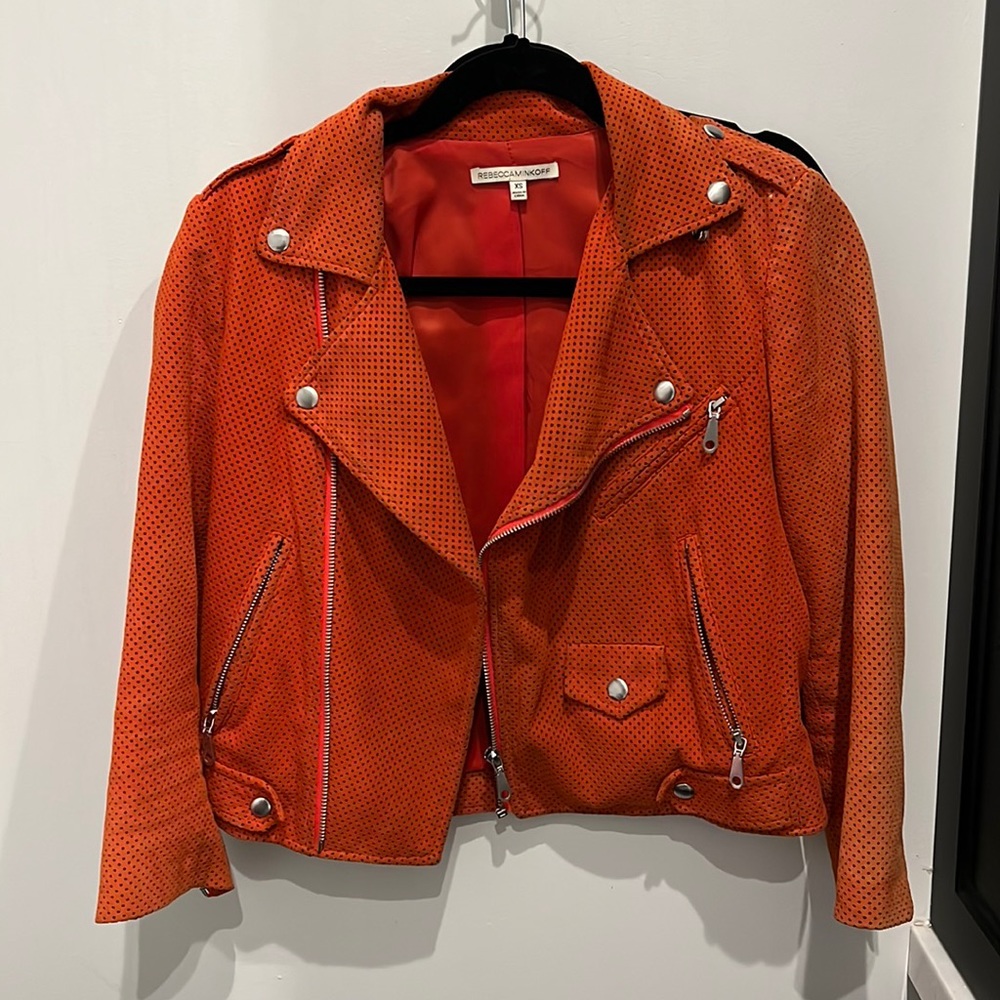 Rebecca Minkoff Moto jacket - suede red/orange size xs